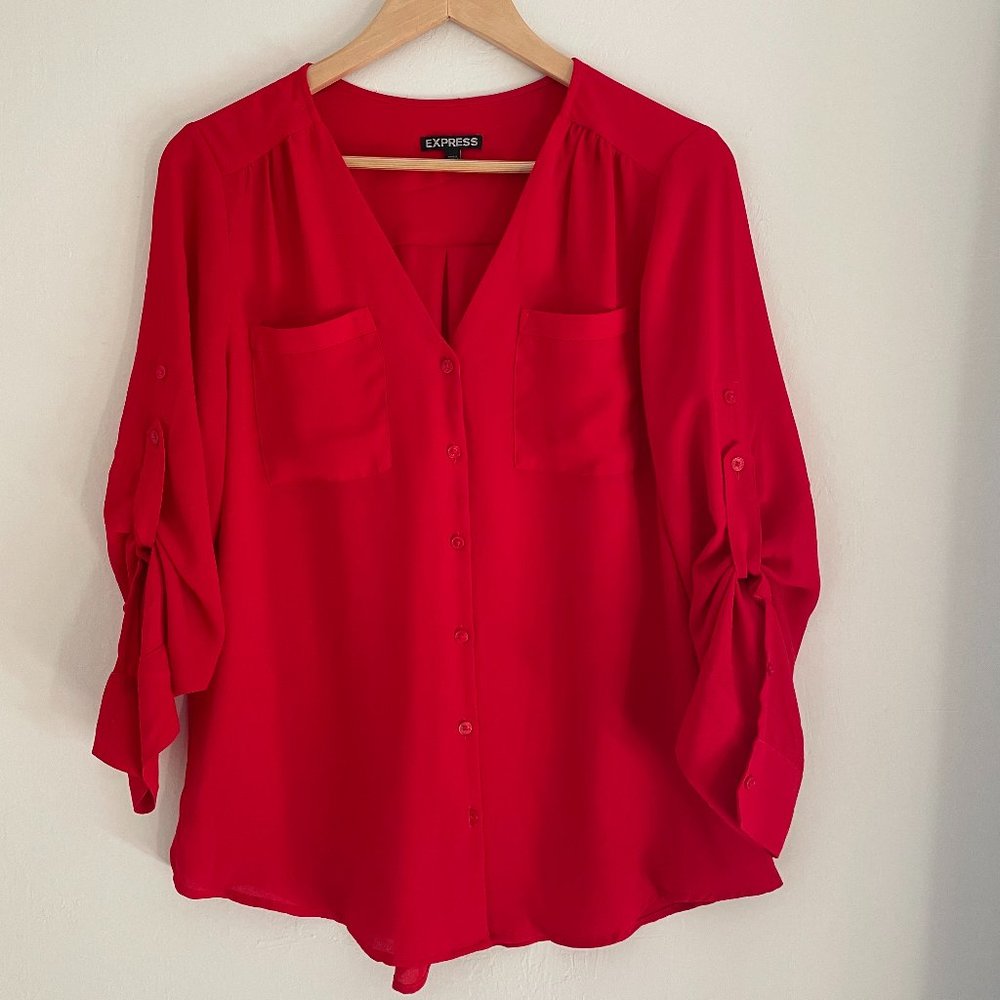 Express Red Sheer Blouse